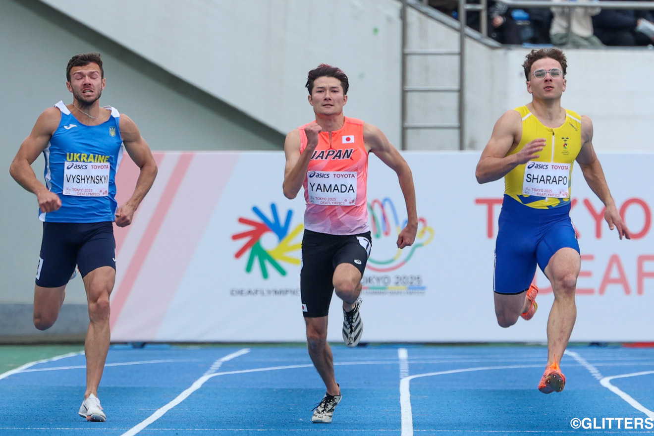 さまざまな方への感謝を胸に、全力で駆け抜けた200m。山田真樹が見せた魂のスプリント | 陸上・男子200mで山田真樹が日本新で銀!男子800mでは樋口光盛が初のメダル!|東京2025デフリンピック | Glitters 障害者スポーツ専門ニュースメディア