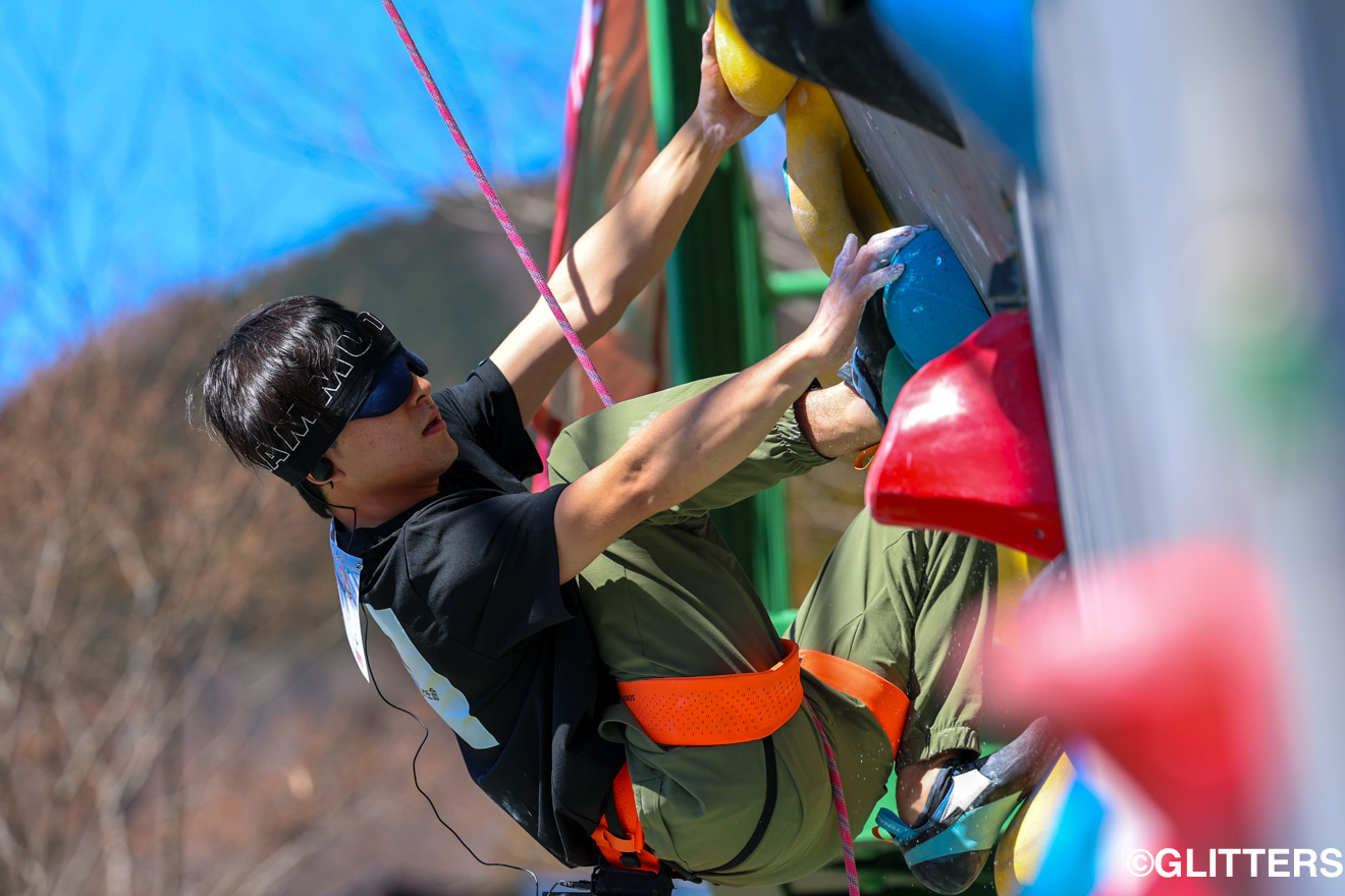 男子B1クラスで圧倒的な強さを見せつけた會田祥 | 世界大会王者の會田が男子B1クラスで躍動｜2025年度パラクライミングジャパンシリーズ第2戦 日本選手権大会　秦野大会 | Glitters 障害者スポーツ専門ニュースメディア